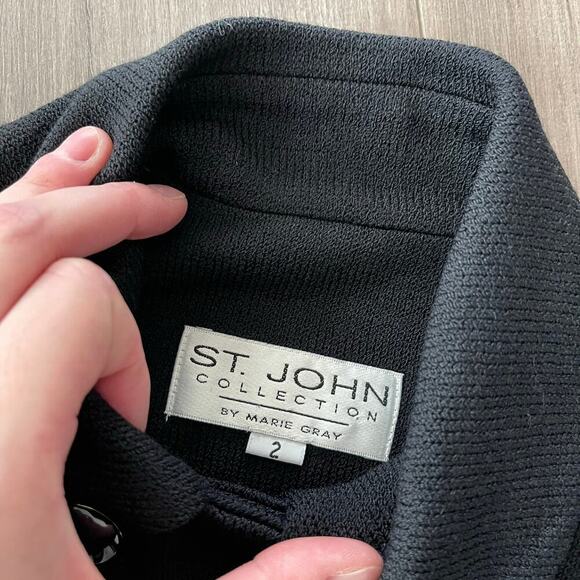 St. John Black Santana Knit Skirt Suit Set - Picture 5 of 8